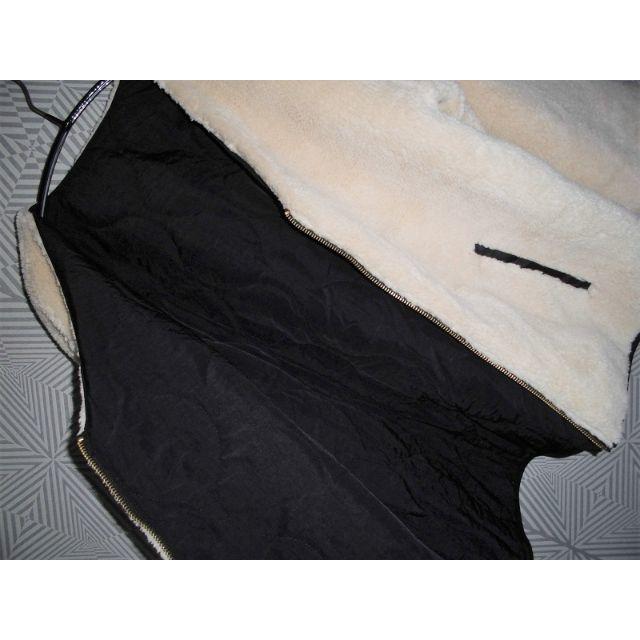 しまむら(シマムラ)の美品しまむらリバーシブルボアブルゾンMノーカラー2WAYブラック×ホワイト レディースのジャケット/アウター(ブルゾン)の商品写真
