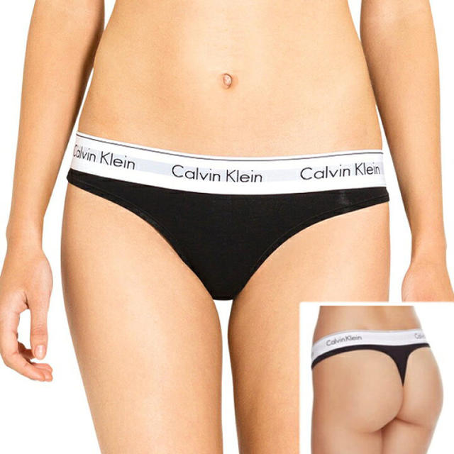 Calvin Klein(カルバンクライン)のCalvin Klein カルバンクライン Thong Tバック S ブラック レディースの下着/アンダーウェア(ショーツ)の商品写真