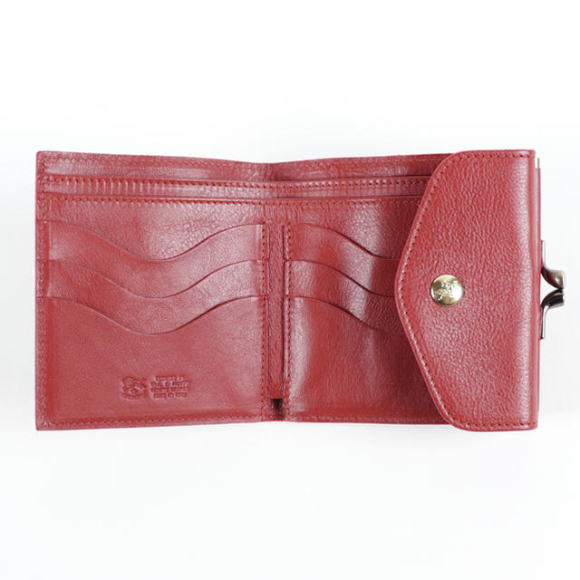 IL BISONTE(イルビゾンテ)の新品 イルビゾンテ がま口 財布 レッド コインケース 二つ折り財布 ミニ財布 レディースのファッション小物(財布)の商品写真