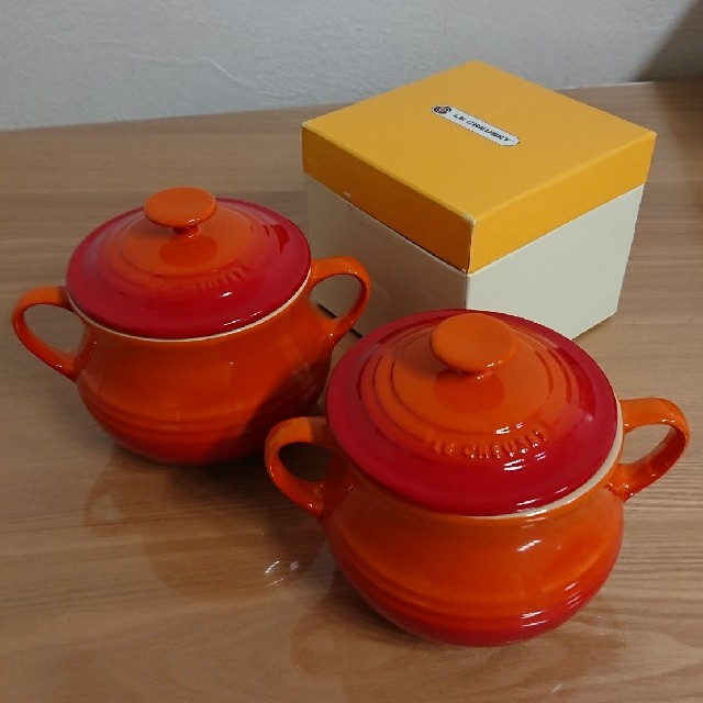 LE CREUSET(ルクルーゼ)のル・クルーゼ スープ ボウル ２個セット オレンジ インテリア/住まい/日用品のキッチン/食器(食器)の商品写真