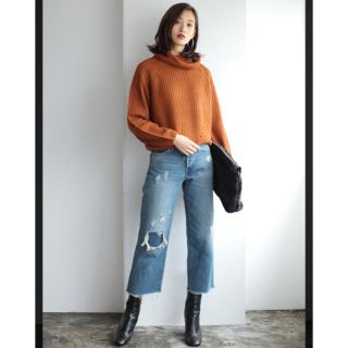 アズールバイマウジー(AZUL by moussy)の【AZUL by moussy】セミワイドダメージクロプトデニム(デニム/ジーンズ)