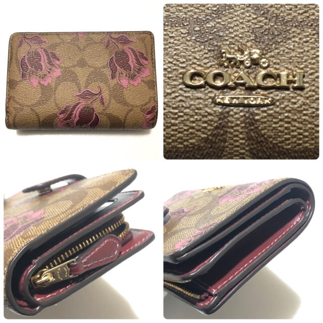 COACH(コーチ)の美品 COACH コーチ シグネチャー 花柄　二つ折り財布 レディースのファッション小物(財布)の商品写真