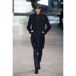 サンローラン(Saint Laurent)のceline セリーヌ ダブルブレストチェスターコート 黒 48 (チェスターコート)