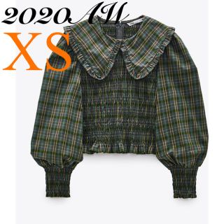 ザラ(ZARA)の＊2020AW＊ZARA チェック柄 ピーターパン襟付き トップス ブラウス(シャツ/ブラウス(長袖/七分))