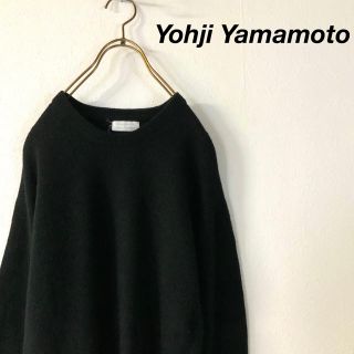 ヨウジヤマモト(Yohji Yamamoto)のYohji Yamamoto ラウンドネック ウールニット  ブラック(ニット/セーター)