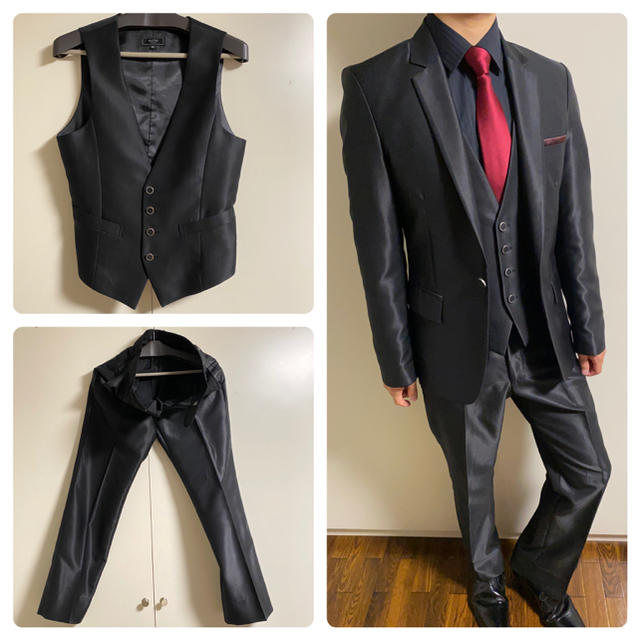スリーピーススーツ　光沢スーツ　タキシード メンズのスーツ(セットアップ)の商品写真