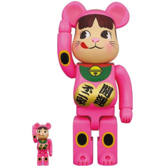 BE@RBRICK 招き猫　ペコちゃん　蛍光ピンク　 100% & 400%