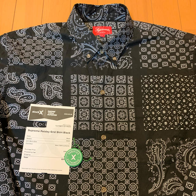 Supreme Paisley Grid Shirt Sサイズ ブラック