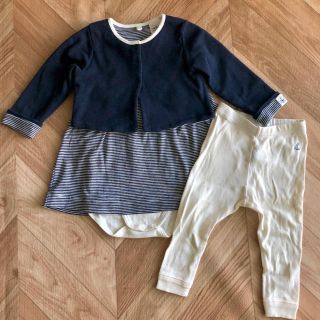 プチバトー(PETIT BATEAU)のプチバトー ベビー服 カーディガン ワンピース レギンス(ロンパース)