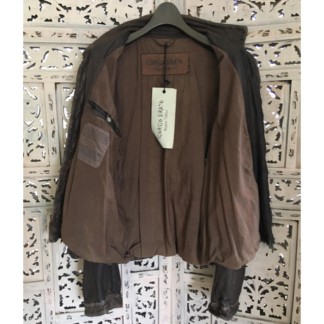 新品 GIORGIO BRATO 定番ZIP UPパンチングレザーJK 46