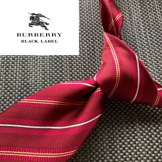 バーバリーブラックレーベル(BURBERRY BLACK LABEL)の【１点限り】バーバリー ブラックレーベル シルク100% ネクタイ 赤ストライプ(ネクタイ)