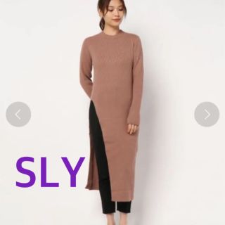 スライ(SLY)のASYMMETRY SLIT LONG TOPS ニット ロング丈(ロングワンピース/マキシワンピース)