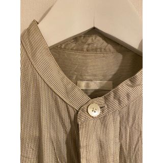 【18ss】comoli シルク バンドカラーシャツ  ストライプ サイズ 0