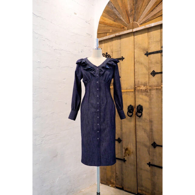 herlipto Denim Effect Ruffled Dressレディース