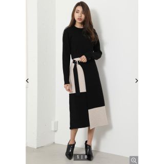 リエンダ(rienda)のbicolor wrap LONG SLV knit OP(ロングワンピース/マキシワンピース)