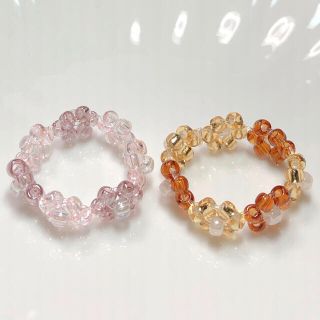 オシャレカラー　ビーズリング　비즈반지　ハンドメイド(リング)