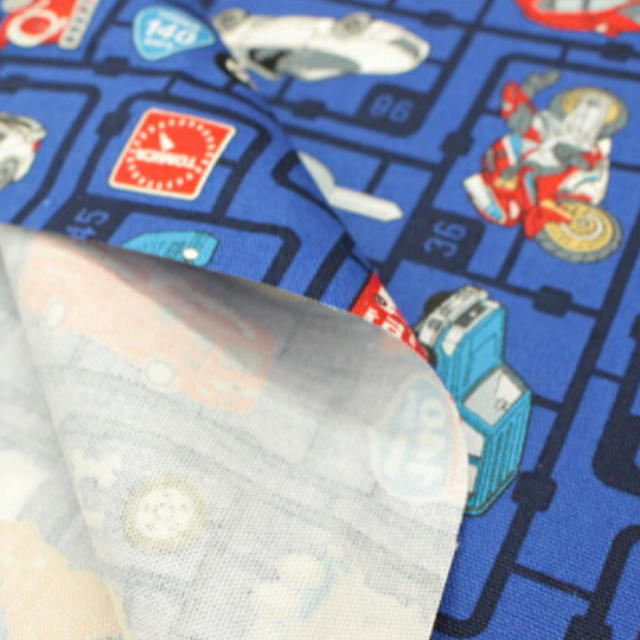 トミカ　生地　110×50  ブルー ハンドメイドの素材/材料(生地/糸)の商品写真