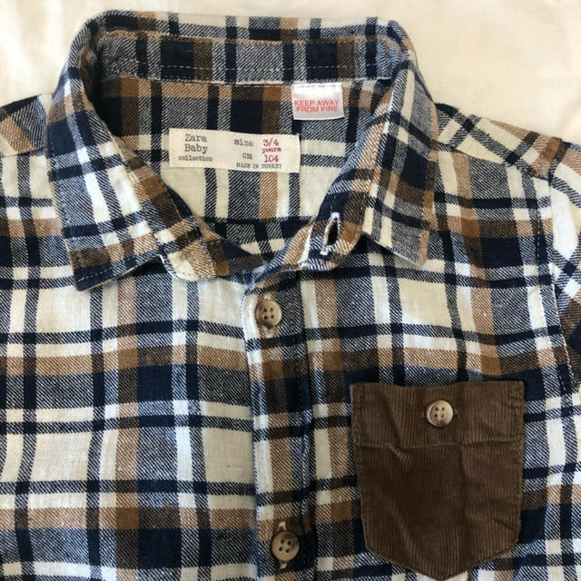 ZARA KIDS(ザラキッズ)の【均一セール中】ZARA BABY ネルシャツ104cm3-4歳 キッズ/ベビー/マタニティのキッズ服男の子用(90cm~)(Tシャツ/カットソー)の商品写真