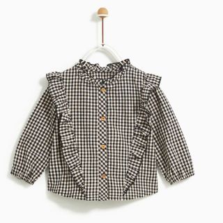 ザラキッズ(ZARA KIDS)のザラベイビー  フリル  ギンガム　チェックシャツ(ブラウス)