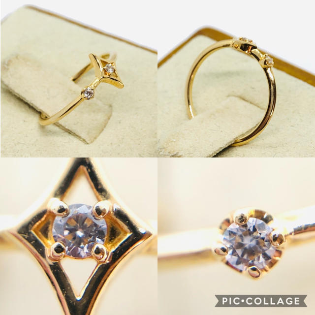 新品 K18 2粒 ダイヤモンド付 ピンキーリング レディースのアクセサリー(リング(指輪))の商品写真