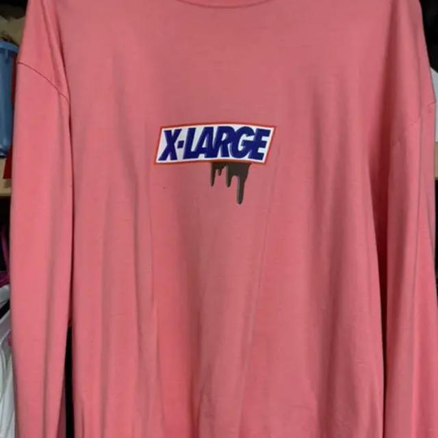 X-Large ロンT ピンク