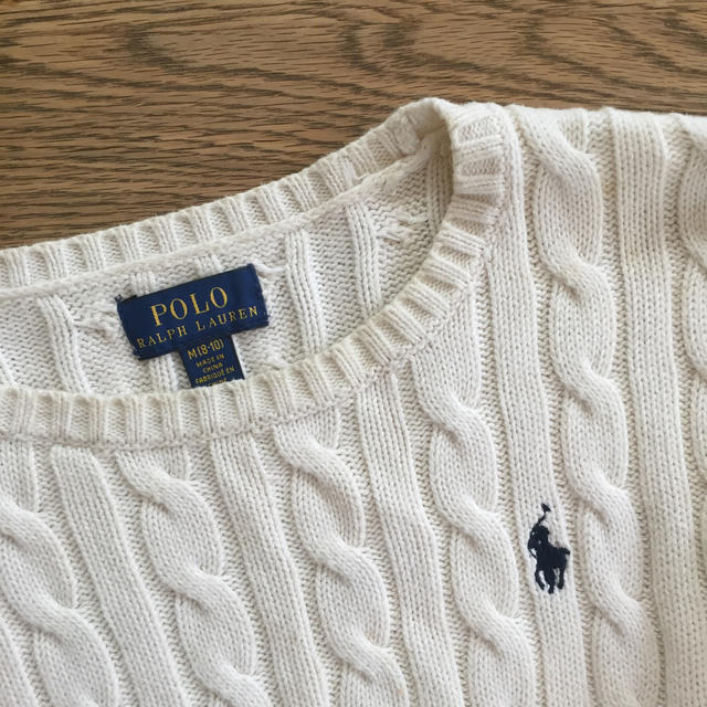 POLO RALPH LAUREN(ポロラルフローレン)のPOLOラルフローレンkids定番ニットM(8-10)ホワイト キッズ/ベビー/マタニティのキッズ服女の子用(90cm~)(ニット)の商品写真