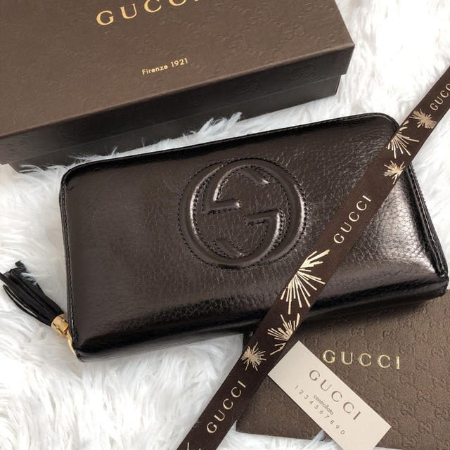 美品 GUCCI グッチ 長財布 ラウンドファスナー SOHO-