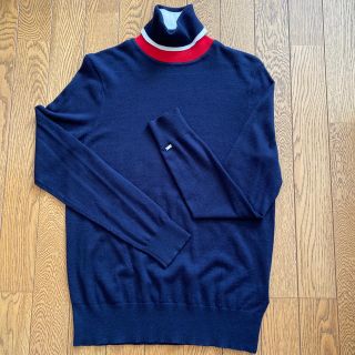 トミーヒルフィガー(TOMMY HILFIGER)のTOMMY FlLFlGER/ネイビー首元3色ニット滅多に無いデザインです❗️(ニット/セーター)