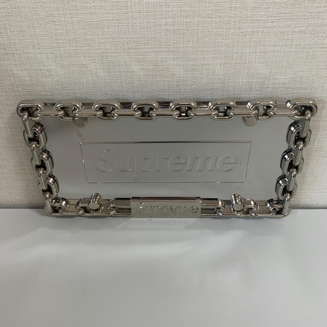 supreme chain license plate frame silver