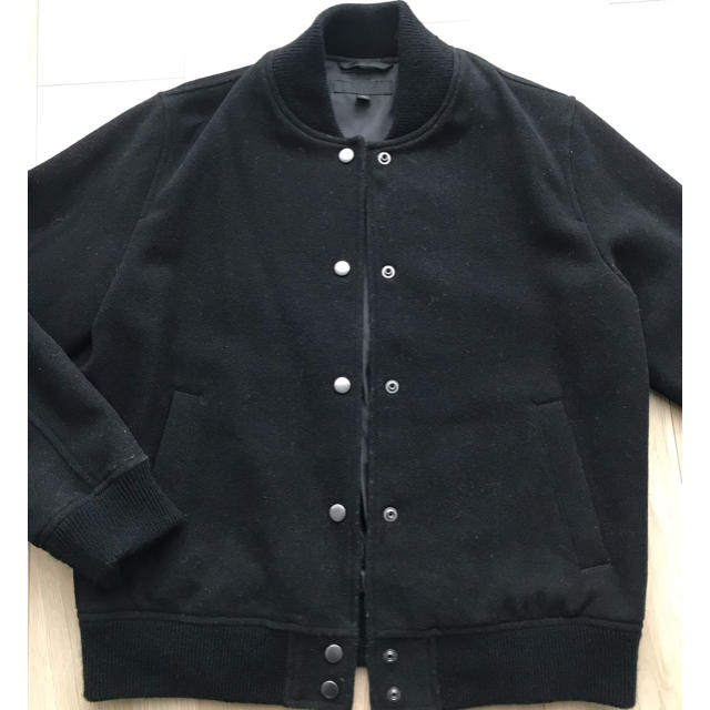 UNIQLO(ユニクロ)のユニクロ ウールブレンドリブブルゾン ブラック レディースのジャケット/アウター(ブルゾン)の商品写真