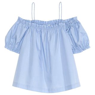 エイチアンドエム(H&M)の水色 オフショルダー トップス(シャツ/ブラウス(半袖/袖なし))