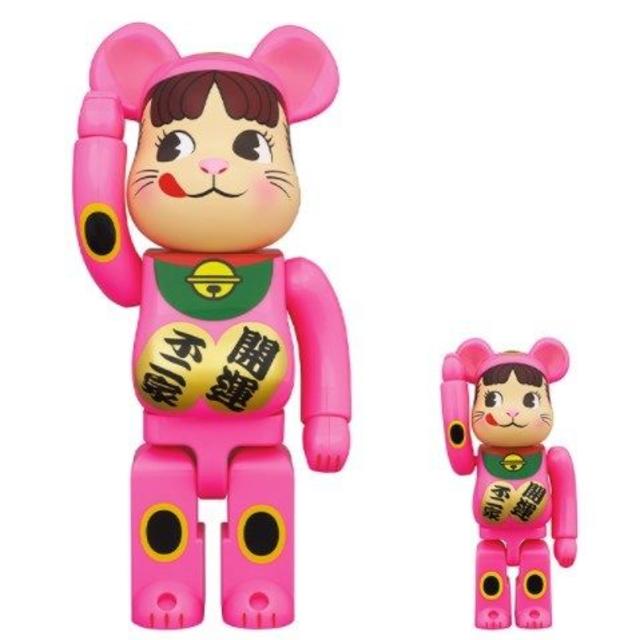 BE@RBRICK 招き猫 ペコちゃん 蛍光ピンク 100％ 400％その他