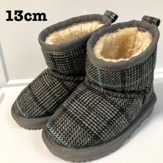 ブランシェス(Branshes)のBranshes ブーツ 13cm 美品 ツイード ムートン 靴 子供 キッズ(ブーツ)