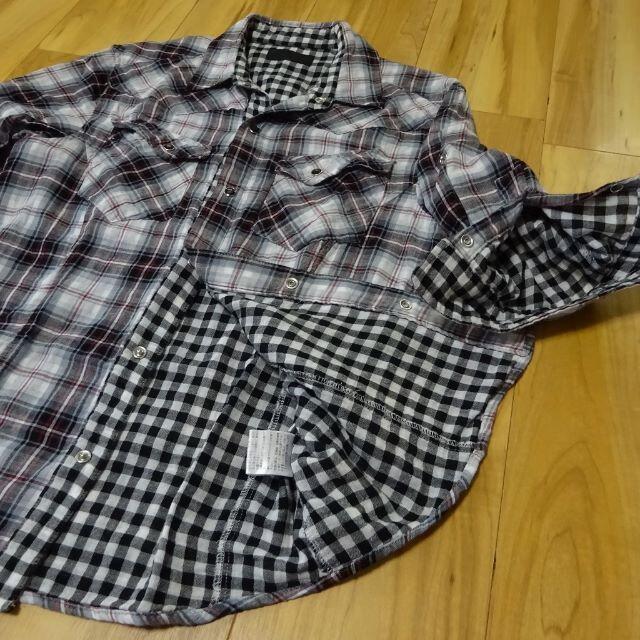 ATELIER SAB(アトリエサブ)の七分袖シャツ Ｂ～８８ｃｍ アトリエサブ 日本製 コットンガーゼ チェック メンズのトップス(シャツ)の商品写真