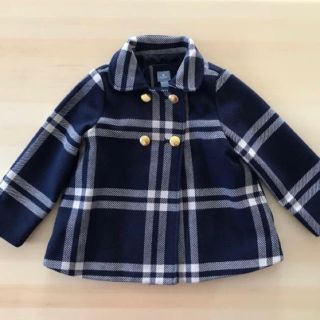 ベビーギャップ(babyGAP)のあこ様専用♡ baby gap チェック柄Pコート ネイビー90cm ボタン(コート)