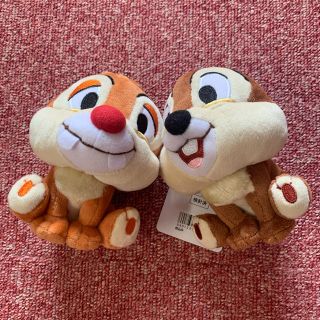 チップアンドデール(チップ&デール)のチップとデール　ぬいぐるみバッヂ(キャラクターグッズ)