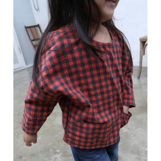 お値下げ 韓国子供服 ブロックチェック シャツ レッド 80(シャツ/カットソー)