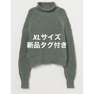 エイチアンドエム(H&M)の新品　入手困難　エイチアンドエム　チャンキーニット　XＬ　カーキ 　レディース (ニット/セーター)