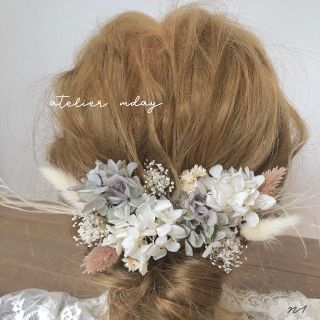 髪飾り【N1】ヘッドパーツ　ドライフラワー　結婚式　成人式　卒業式(ヘアアクセサリー)