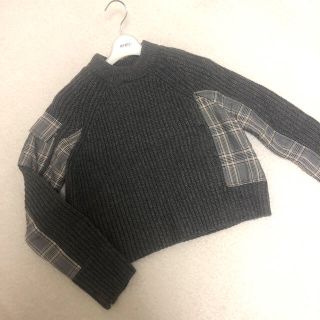 ザラ(ZARA)のZARA  チェックパッチワークknit！美品(ニット/セーター)