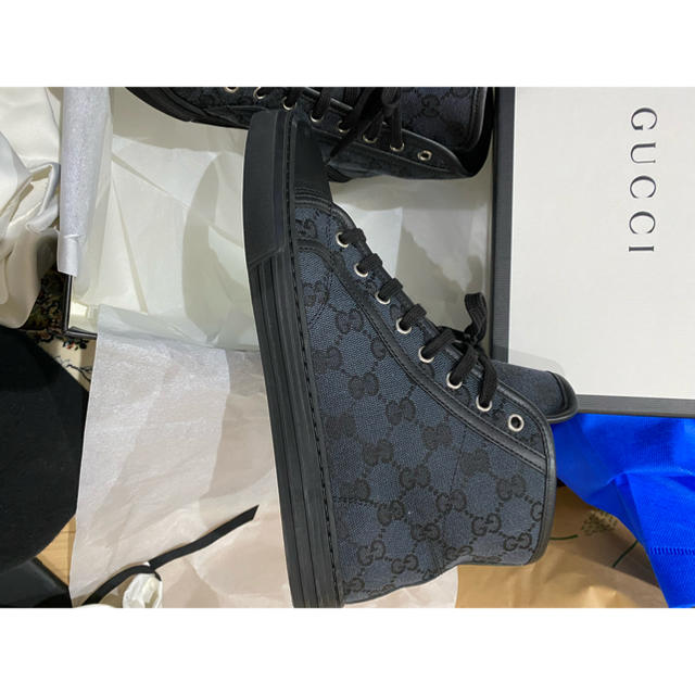 GUCCI ハイカットスニーカー ブラック キャンバス 黒 426188 メンズ