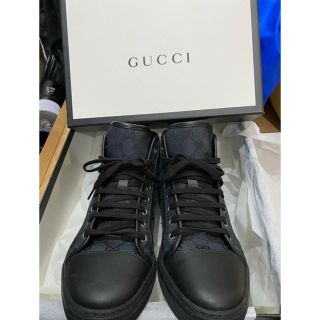 グッチ(Gucci)のGUCCI ハイカットスニーカー ブラック キャンバス 黒 426188 メンズ(スニーカー)