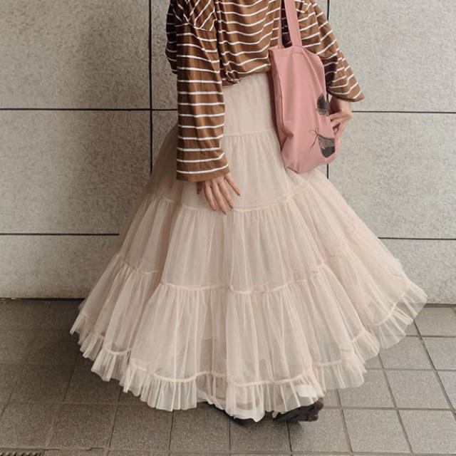 volume tulle skirt (ivory)