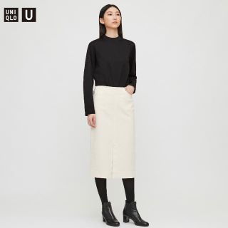 ユニクロ(UNIQLO)の完売　新品　ユニクロユー　UNIQLO U デニムペンシルロングスカート  白(ロングスカート)