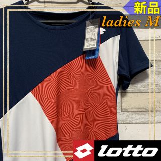 ロット(lotto)のLOTTOロット レディース半袖プラクティスシャツ 切替 ネイビーMサイズ 新品(Tシャツ(半袖/袖なし))