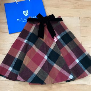 バーバリーブルーレーベル(BURBERRY BLUE LABEL)の美品 人気 ブルーレーベル クレストブリッジ ウエストリボン チェック スカート(ひざ丈スカート)