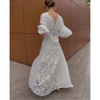 アメリヴィンテージ(Ameri VINTAGE)のMEDI EMBROYDERY TULLE LACE DRESS(ロングワンピース/マキシワンピース)