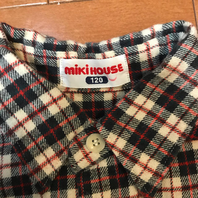 mikihouse(ミキハウス)の【美品】miki house ミキハウス   チェックシャツ　120センチ　クマ キッズ/ベビー/マタニティのキッズ服男の子用(90cm~)(Tシャツ/カットソー)の商品写真