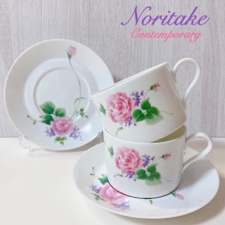 ノリタケ(Noritake)のふみちゃん様専用　ノリタケ  コンテンポラリー　カップ&ソーサー  2客セット(グラス/カップ)