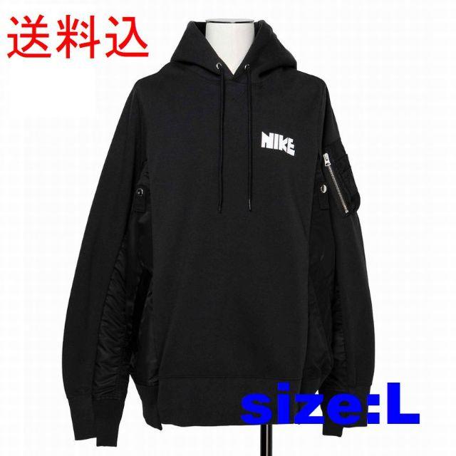 L 黒 Nike x sacai Hoodie サカイ ナイキ フーディー